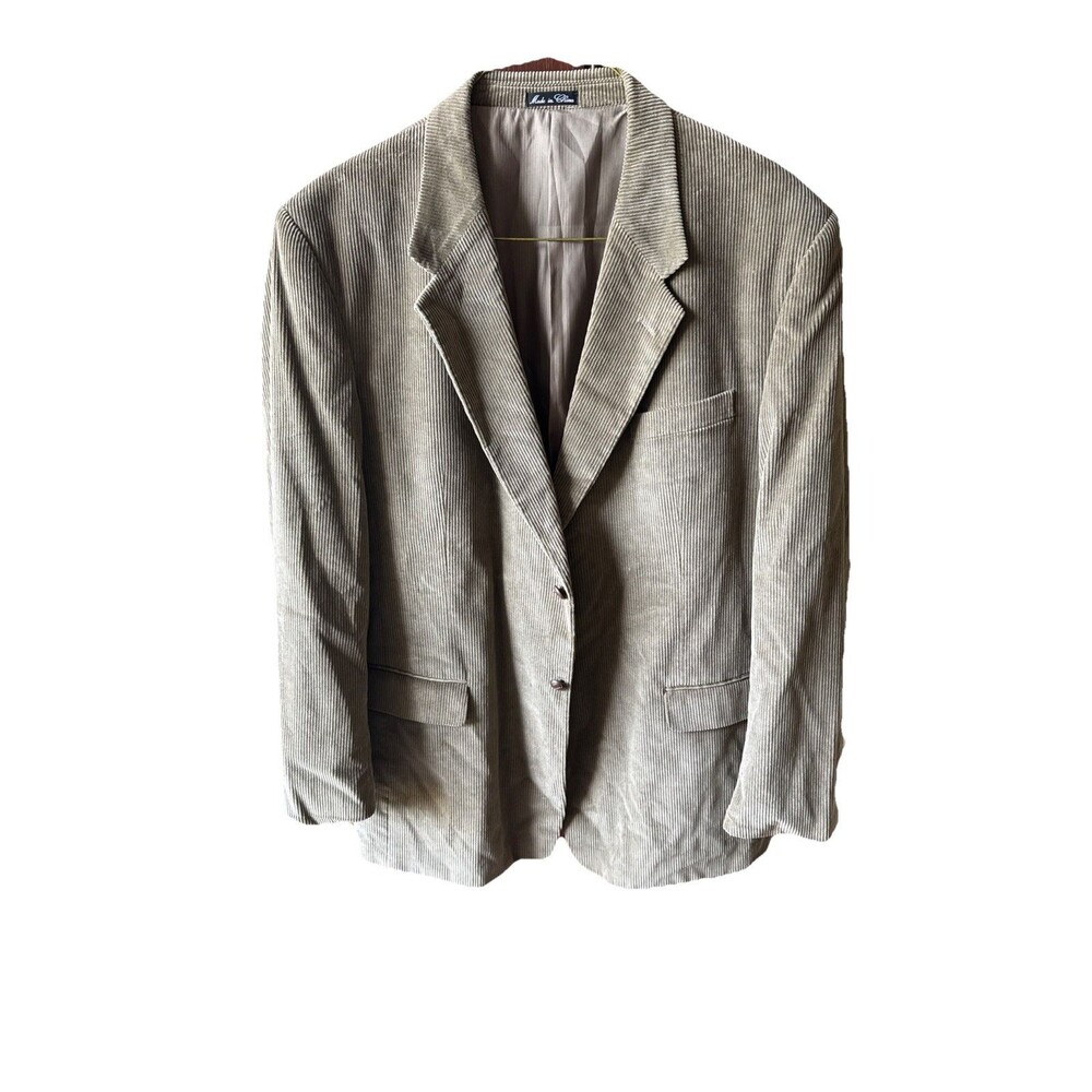 Monsieur Adolfo Khaki Brown Corduroy Sport Coat Suit Jacket Blazer Sz 46L‎
